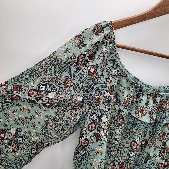 Maurices Womens Floral Multicolor Off The Shoulder Blouse Top Size M Long Sleeve - Picture 7 of 12